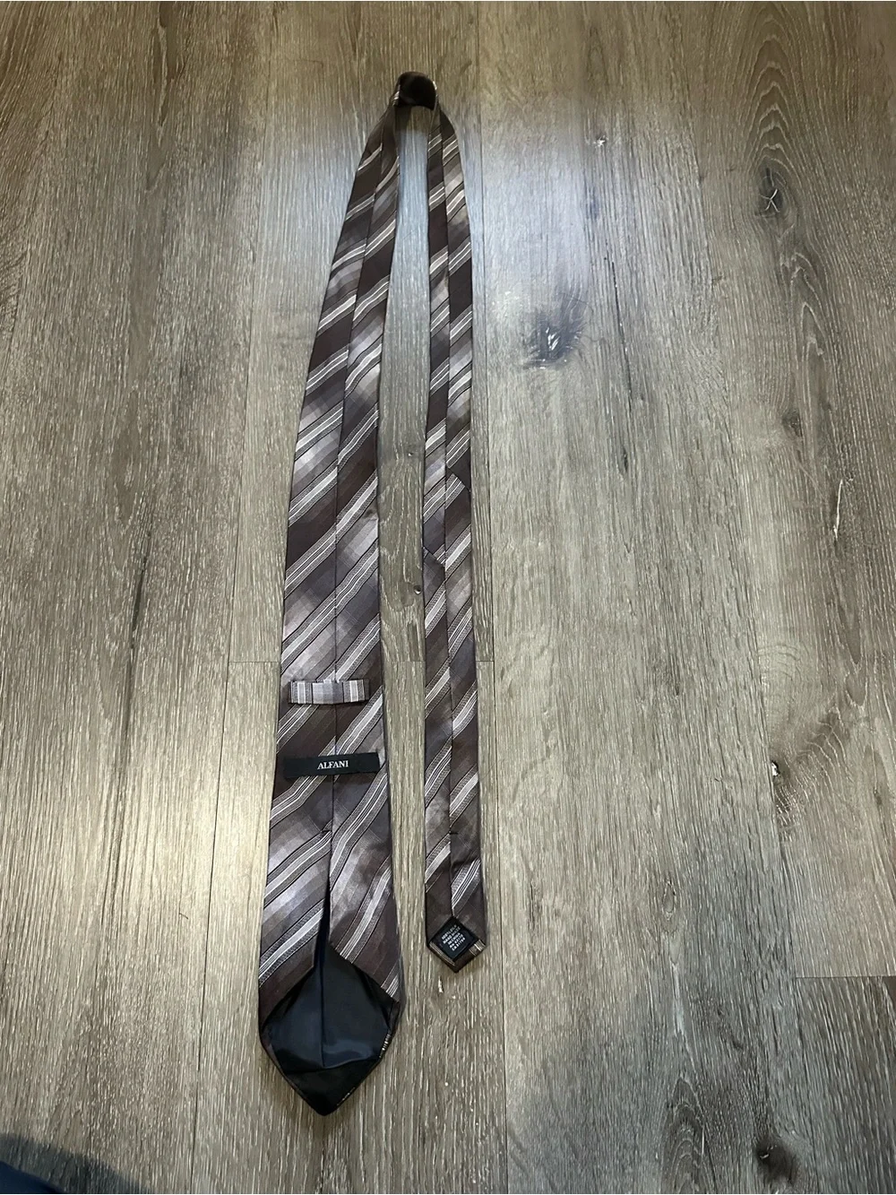 Alfani Brown and Light Taupe Striped Tie